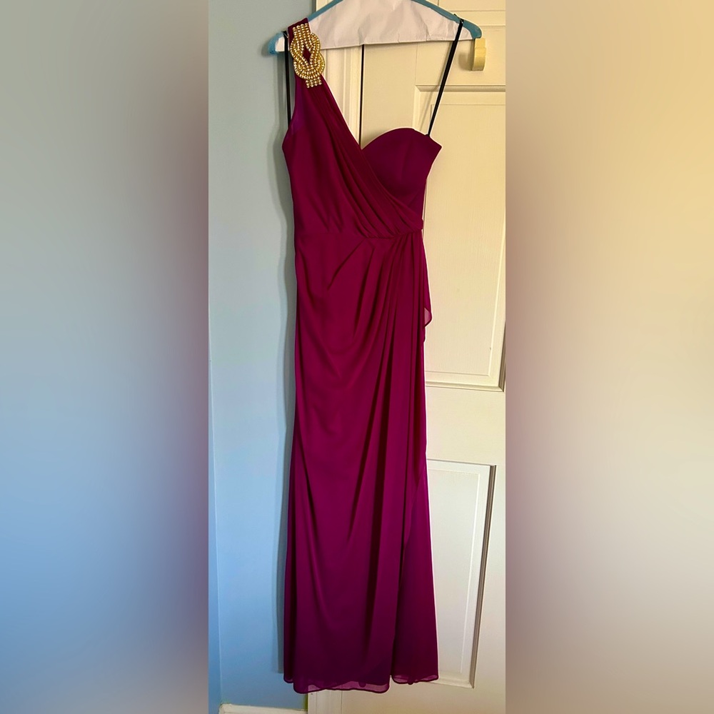 One-Shoulder Magenta Prom Gown – Size 2